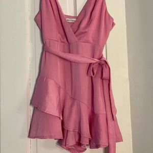 light pink ruffled romper